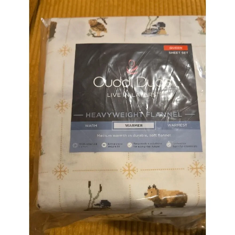 Cuddl Duds Queen Flannel Sheet Set 100% Cotton